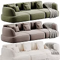 Plush Modern Sofas In Various Colors Featuring Cushions And Blanket For Interior Design 3d model