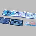 Multiple Architectural Design Layouts With Blue White Sections And Detailed Plans