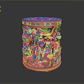 Golden Cylindrical Dragon Sculpture With Intricate Hollowed Carving And Detailed Patterns