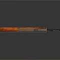 Assault Rifle Featuring Orange Body Wooden Stock On Dark Reflective Background