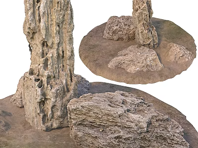 Natural Garden Rock Ornament With Stacked Stone Formation And Landscape Decoration 3d model