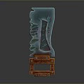 Turquoise Textured Weapon Blade With Orange Decorative Base And Modern Design