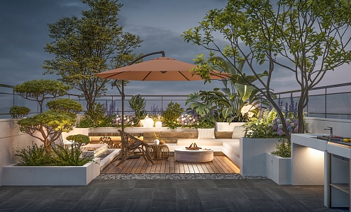 Modern Roof Garden 3d model