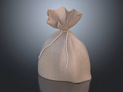 Natural Burlap Storage Bag With Drawstring Closure For Daily Use 3d model