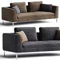 Modern Gray And Brown Sectional Sofa With Metal Legs And Decorative Cushions