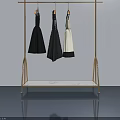 Elegant Hinged Door Wardrobe With Metal Clothing Rack And Marble Shelf
