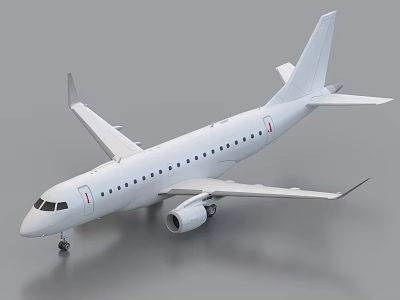 Modern White Passenger Airplane with Multiple Windows Wing Design and Jet Engines on Gray Background 3d model