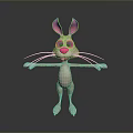 Cute Cartoon Rabbit Character With Long Ears Pink Nose And Outstretched Arms