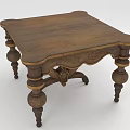 Wooden Dining Table With Ornate Carved Details And Classic Leg Design