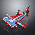 Toy Airplane Featuring Silver Body Red Wings And Streamlined Design 3d model