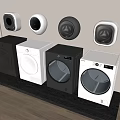 Modern Washing Machines With Black White Designs And Wall Mounted Dryers