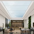 Modern Spacious Public Service Hall With Vertical Green Wall And Large Glass Skylight Interior Design