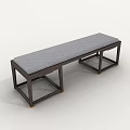 Modern Sofa Bench With Gray Cushion Black Frame And Cross Legs Design 3d model