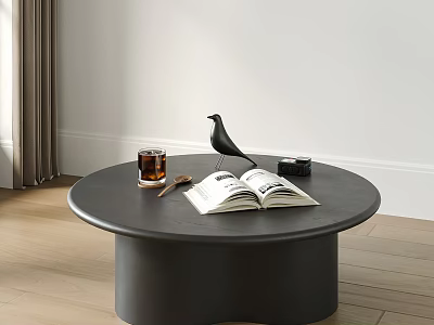 Tea table round book camera bird 3d model