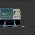 Blue Medical Oscilloscope Featuring Waveform Display Control Knobs Cable And Stand