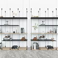 Modern Bookshelf Wire-drawing Decorative Rack Storage Rack Decorations Simple Bookshelf 3d model