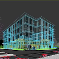 Modern Multi Storey Office Building With Glass Facade And Urban Plaza Surrounded By Trees