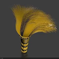 Yellow Handle Feather Duster With Brown And Yellow Bristles For Home Cleaning Tools