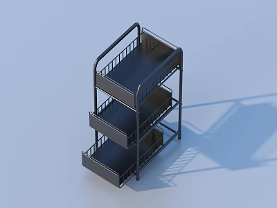 Black Metal Three Tier Storage Rack For Home Bathroom Kitchen Organization 3d model