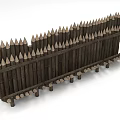 Wooden Palisade Fence Structure with Pointed Tops and Wooden Posts Base Supports