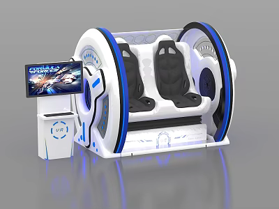 Modern Immersive Entertainment System With Dual Seats Interactive Screen And White Blue Design 3d model
