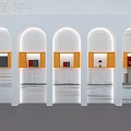 Stylish Photo Check-in Spot With Arched Doorways Yellow Framed Artwork Displays