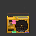Yellow Vintage Boombox Radio with Cassette Tapes and My Mix Note
