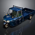 Vintage Blue Three Wheeled Truck With Open Cargo Bed And W101 Marking