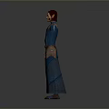 3D Fantasy Character In Blue Robe With Red Hair And Intricate Patterns
