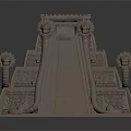 Cartoon Pyramid Scene With Stairs Ornate Snake Decorations And Top Platform Carvings