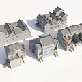 Multiple Semi Detached Villa Exterior Models With Detailed Architectural Designs 3d model