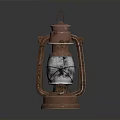 Vintage Copper Lantern With Metal Frame Glass Shade And Reflective Base
