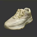 Beige Casual Sports Shoes With Retro Style Mesh Upper And Rubber Sole