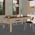 Modern Restaurant Interior With Wooden Dining Table Colorful Chairs Vase With Flowers Windows Green Plants