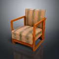 Comfortable Modern Dining Chair With Wooden Frame Square Armrests And Striped Upholstery