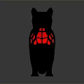 Black Cat Figure With Low Poly Design And Red Glowing Cracked Patterns