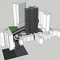 Modern Sales Office Building With Glass Curtain Wall And Curved Water Feature