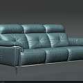 Elegant Light Blue Leather Three Seat Sofa Modern Design With Metal Legs