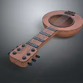 Vintage Wooden Musical Instrument and Art Supplies with Guitar Strings and Tuning Pegs
