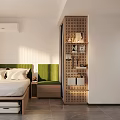 Modern Apartment Interior With Hanging Suit Hat Bookshelf Desk And Shoe Rack