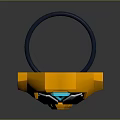 Futuristic Shield Design With Yellow Silver Blue And Red Accents Geometric Patterns And Central Gem