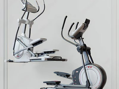 Modern Home Gym Fitness Equipment Elliptical Trainers With White And Black Design 3d model