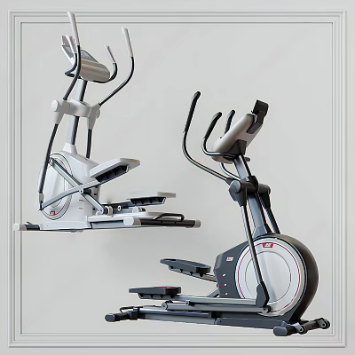 Modern Home Gym Fitness Equipment Elliptical Trainers With White And Black Design 3d model