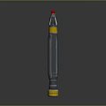 Military Missile Weapon With Red Tip Yellow Rings And Gray Cylindrical Body Design