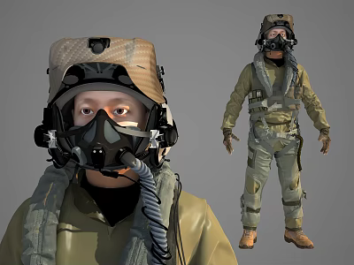 Tactical Soldiers Wearing Olive Green Uniform Helmet And Breathing Mask With Gear 3d model