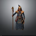 Traditional Tribal Character Wearing Feather Headdress Fur Decorations And Staff With Animal Feathers