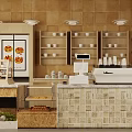 Cozy Milk Tea Shop Interior With Counter Shelves And Coffee Equipment