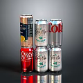 Assorted Beverage Cans Collection Featuring Coke Sprite And Gin Tonic With Lemon Slice