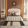 Modern background double bed 3d model