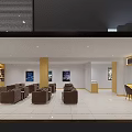 4S Car Dealership Waiting Area With Brown Sofas White Walls Car Posters And Light Floors